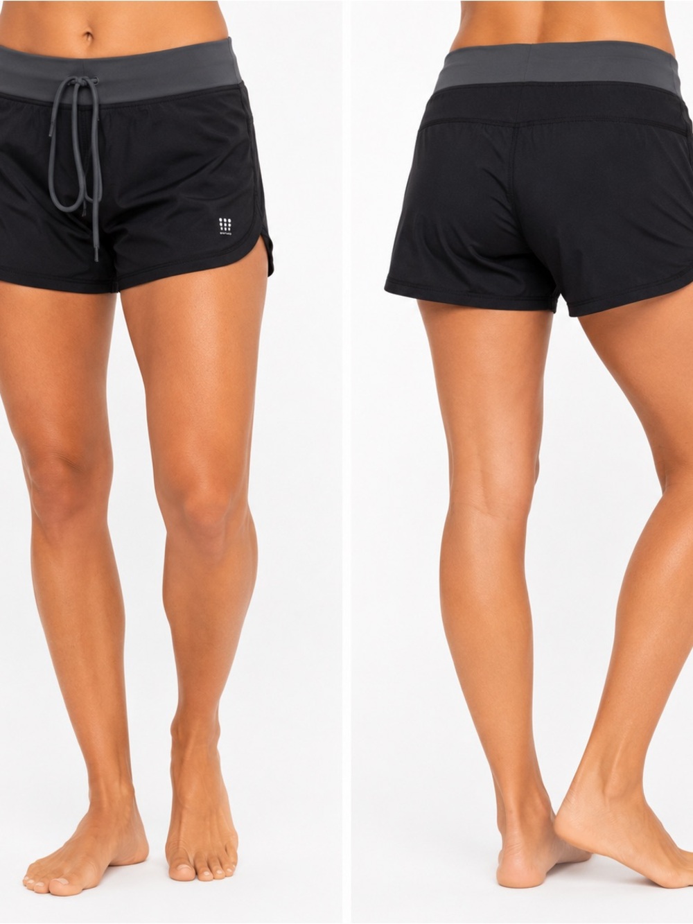 Title Nine Women's Black Athletic Shorts with Gray Waistband